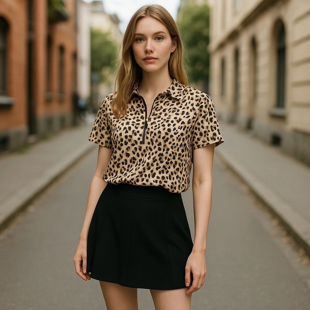 Tommy Bahama Tan Leopard Print Short Sleeve Tee